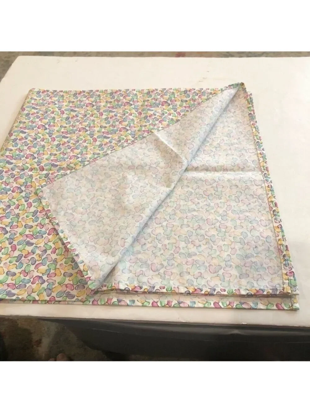 Longaberger 35” square tablecloth. Jellybeans Easter brunch luncheon spring